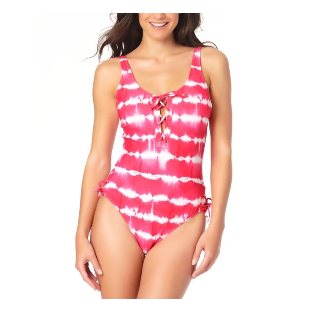 CALIFORNIA WAVES Women's Pink Stretch REMOVABLE CUPS One Piece Swimsuit S